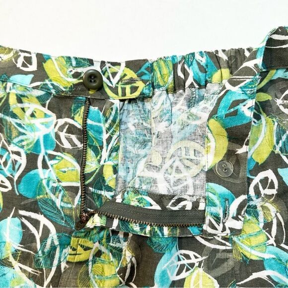 CJ Banks Linen Midi Skirt Citrus Floral Leaf Print Size 1X - Picture 4 of 9